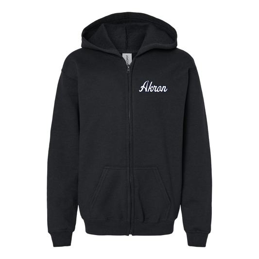 Gildan Heavy Blend Youth Akron Zips  Full Zip Hooded Sweatshirt