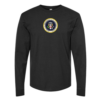 Men's USA President Seal Logo Cotton Long Sleeve T-Shirt