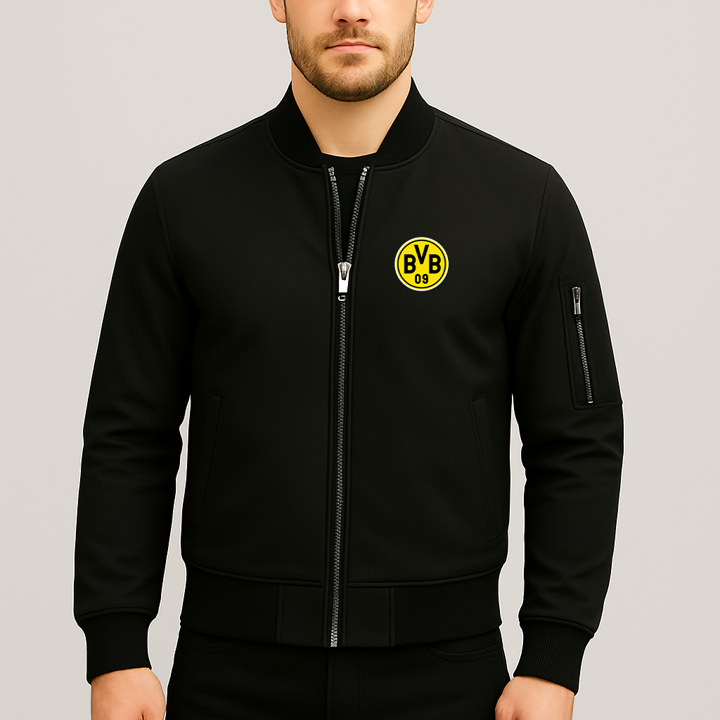 Men's Borussia Dortmund BVB FC Lightweight Bomber Jacket - Black