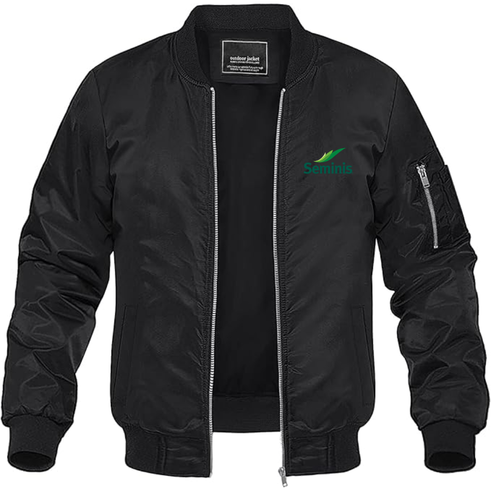 Men's  Seminis  Logo  Lightweight Bomber Jacket Windbreaker Softshell Varsity Jacket Coat