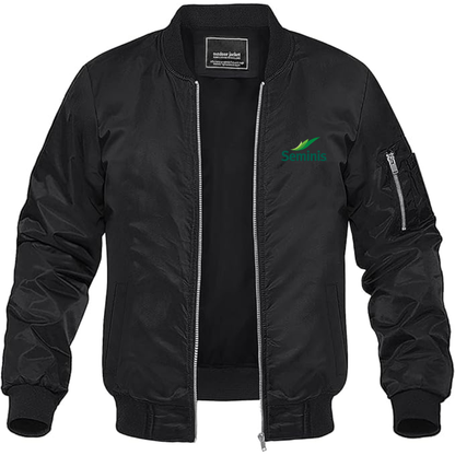 Men's  Seminis  Logo  Lightweight Bomber Jacket Windbreaker Softshell Varsity Jacket Coat