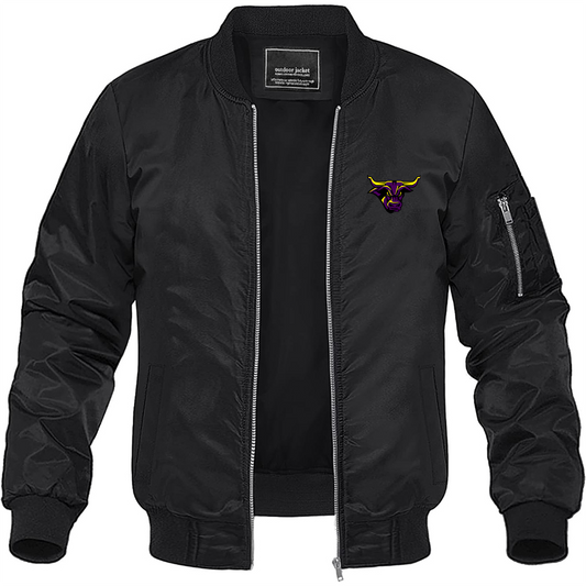 Men's  Minnesota State Mavericks Logo Lightweight Bomber Jacket Windbreaker Softshell Varsity Jacket Coat
