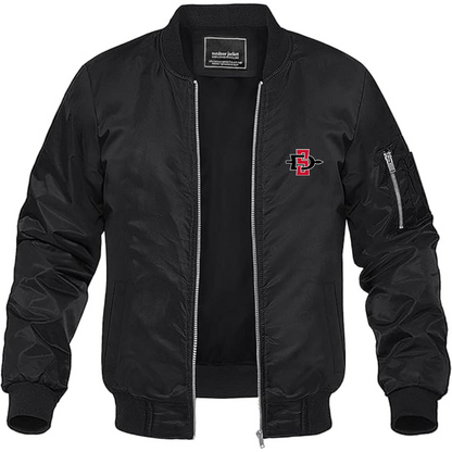 Men's San Diego State Aztecs Logo Lightweight Bomber Jacket Windbreaker Softshell Varsity Jacket Coat