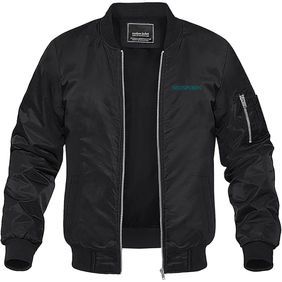 Men's Neosporin Logo Lightweight Bomber Jacket Windbreaker Softshell Varsity Jacket Coat