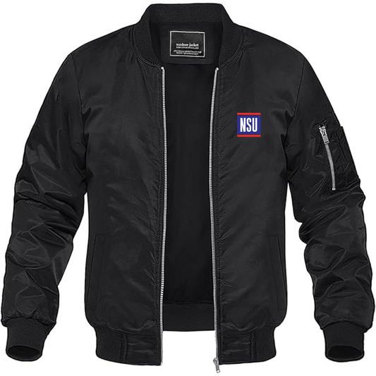 Men's NSU Logo Lightweight Bomber Jacket Windbreaker Softshell Varsity Jacket Coat