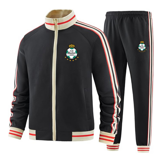 Men's Santos Laguna Soccer  Tracksuit with Bold Striped Accents and Zippered Front Athletic Wear