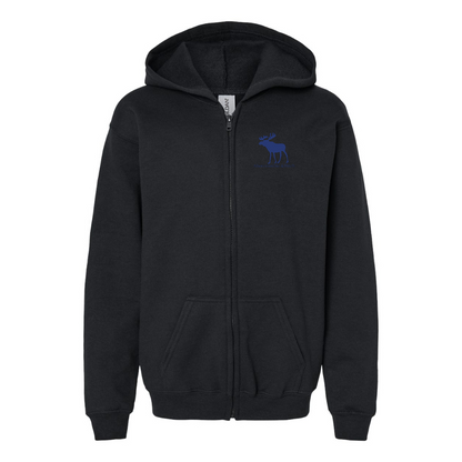 Gildan Heavy Blend Youth Abercrombie & Fitch Moose Logo Full Zip Hooded Sweatshirt