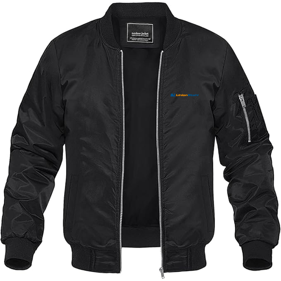 Men's UnionStahl Logo Lightweight Bomber Jacket Windbreaker Softshell Varsity Jacket Coat