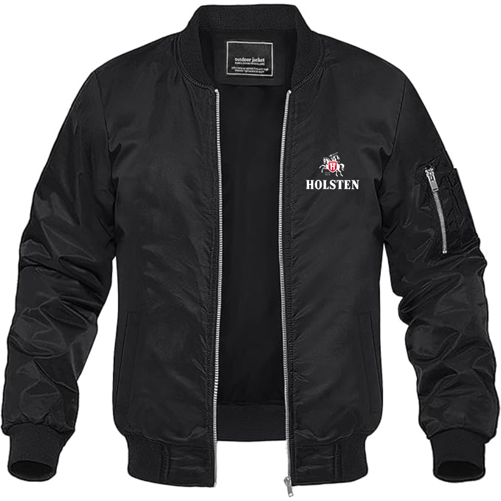 Men's Holsten Logo Lightweight Bomber Jacket Windbreaker Softshell Varsity Jacket Coat