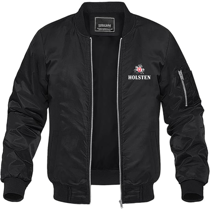 Men's Holsten Logo Lightweight Bomber Jacket Windbreaker Softshell Varsity Jacket Coat