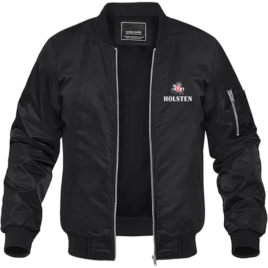 Men's Holsten Logo Lightweight Bomber Jacket Windbreaker Softshell Varsity Jacket Coat