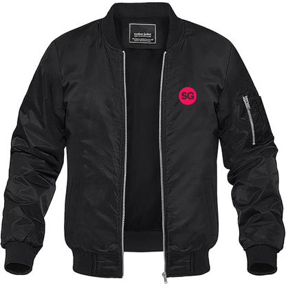 Men's Sofiagray Logo Lightweight Bomber Jacket Windbreaker Softshell Varsity Jacket Coat