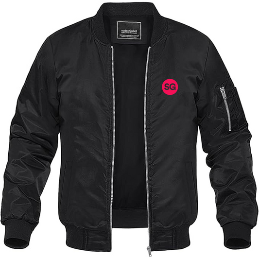 Men's Sofiagray Logo Lightweight Bomber Jacket Windbreaker Softshell Varsity Jacket Coat
