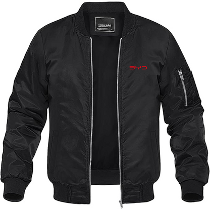 Men's BYD Logo Lightweight Bomber Jacket Windbreaker Softshell Varsity Jacket Coat