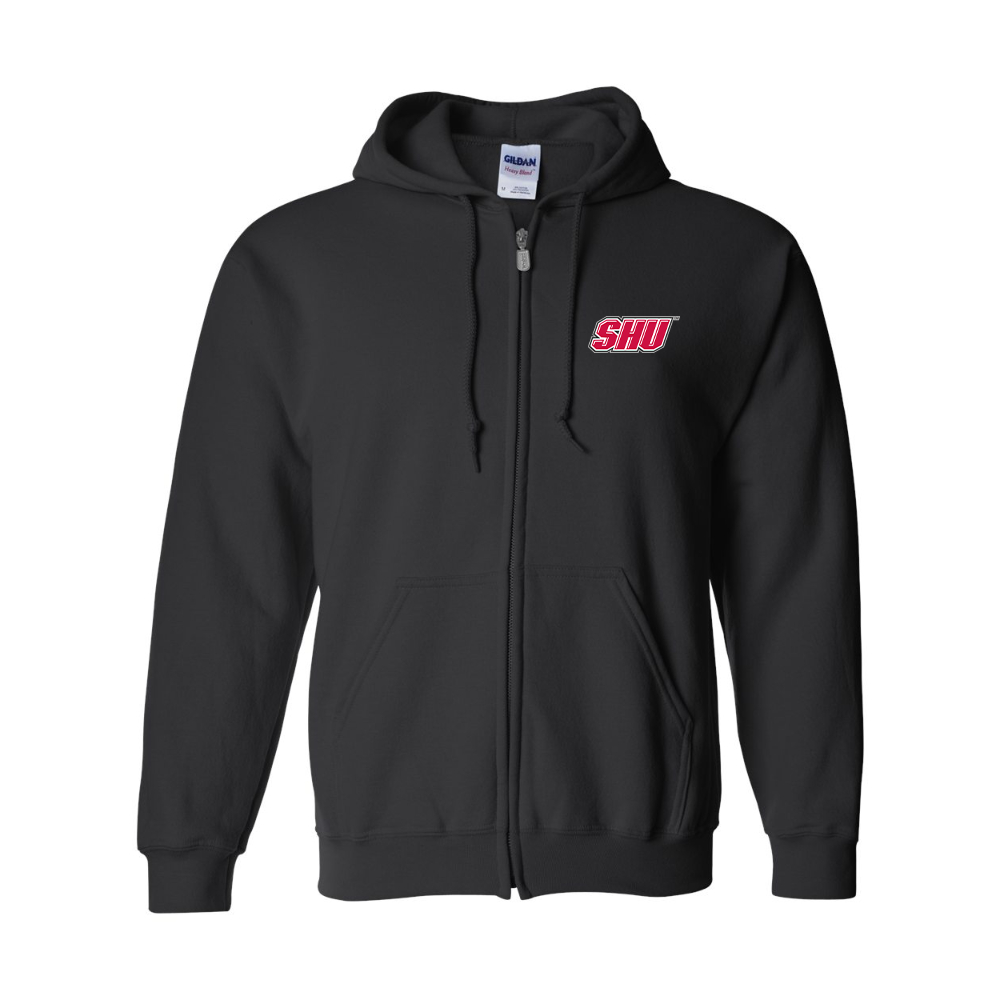 Men's Sacred Heart Pioneers Logo Gildan  Heavy Blend Full Zip Hooded Sweatshirt