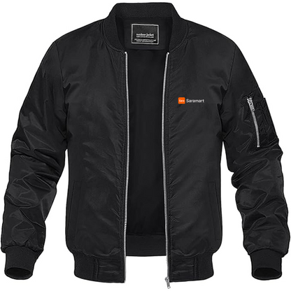 Men's Saramart Logo Lightweight Bomber Jacket Windbreaker Softshell Varsity Jacket Coat