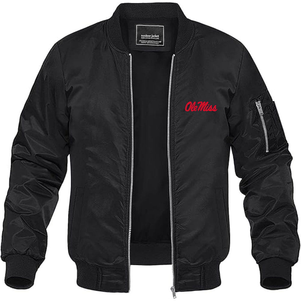 Men's Mississippi Rebels Logo Lightweight Bomber Jacket Windbreaker Softshell Varsity Jacket Coat