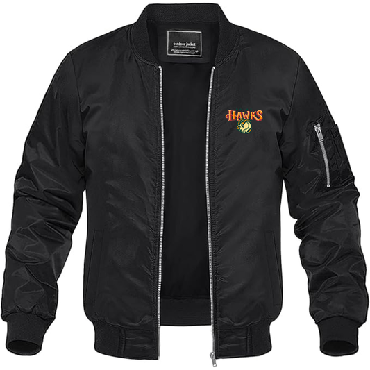 Men's Boise Hawks Logo Lightweight Bomber Jacket Windbreaker Softshell Varsity Jacket Coat