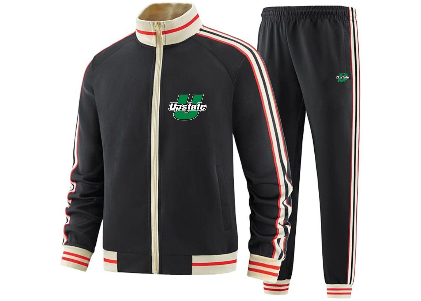 Men's USC Upstate Spartans Tracksuit with Bold Striped Accents and Zippered Front Athletic Wear