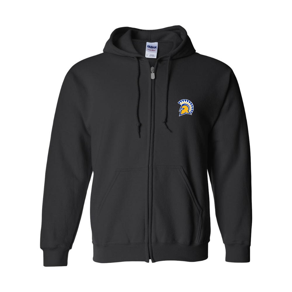 Men's San Jose State Spartans Logo Gildan  Heavy Blend Full Zip Hooded Sweatshirt