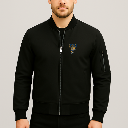 Men's FIU Panthers Logo Lightweight Bomber Jacket Windbreaker Softshell Varsity Jacket Coat