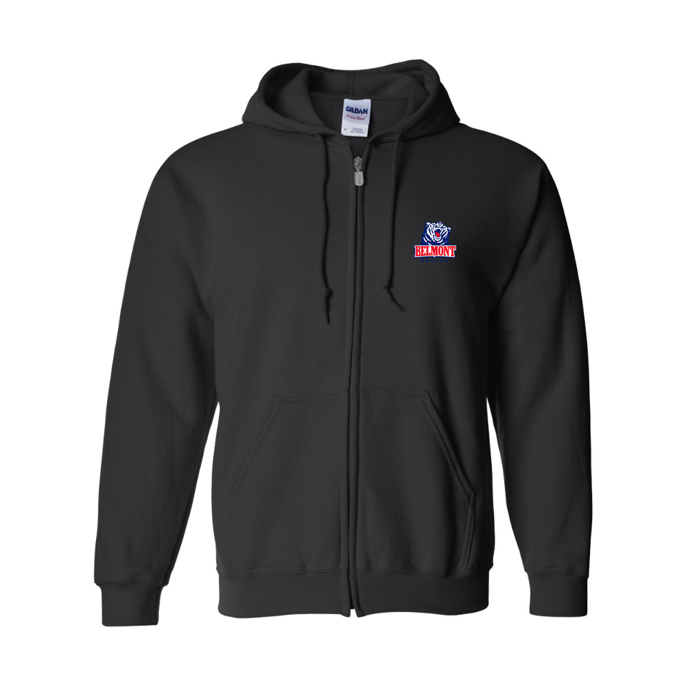 Men's  Belmont Bruins   Gildan  Heavy Blend Full Zip Hooded Sweatshirt