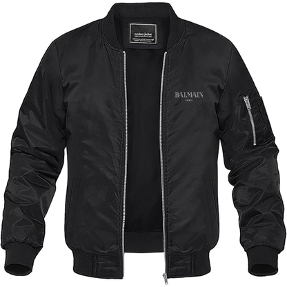 Men's Balmain Logo  Lightweight Bomber Jacket Windbreaker Softshell Varsity Jacket Coat