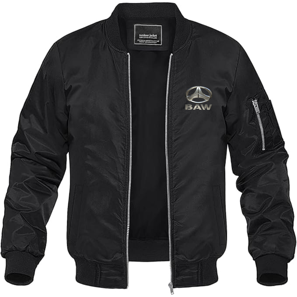 Men's Beijing Automobile Works Logo Lightweight Bomber Jacket Windbreaker Softshell Varsity Jacket Coat