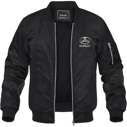 Men's Beijing Automobile Works Logo Lightweight Bomber Jacket Windbreaker Softshell Varsity Jacket Coat
