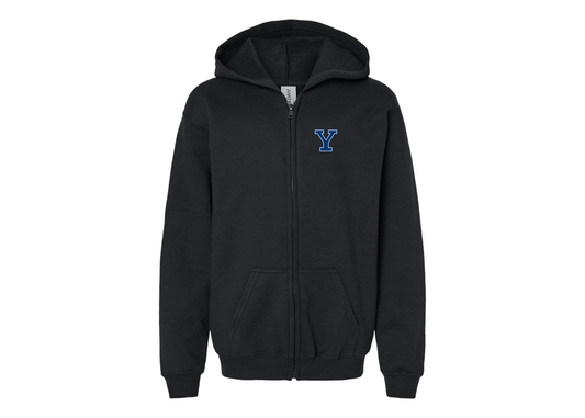 Gildan Heavy Blend Youth Yale Bulldogs Full Zip Hooded Sweatshirt