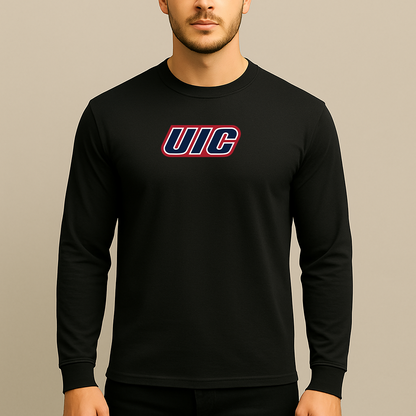 Men's Illinois Chicago Flames Logo Long Sleeve T-Shirt