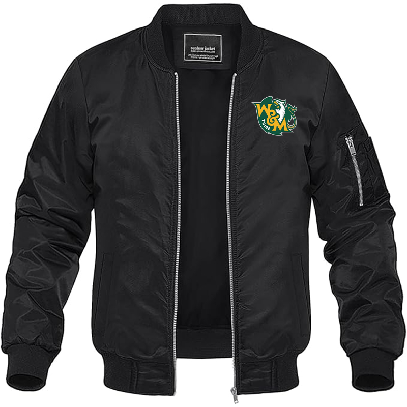 Men's William and Mary Tribe Lightweight Bomber Jacket - Black