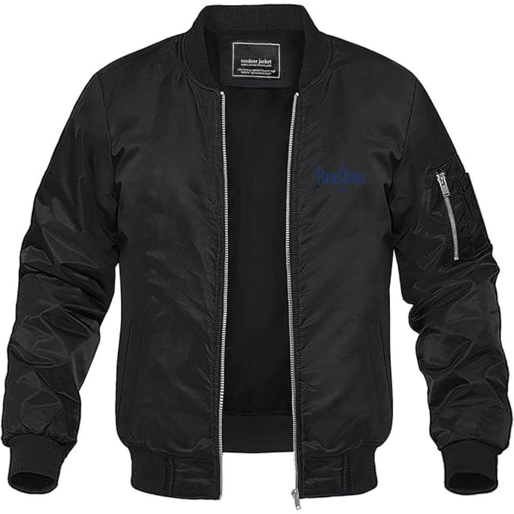 Men's Three Olives Logo Lightweight Bomber Jacket Windbreaker Softshell Varsity Jacket Coat