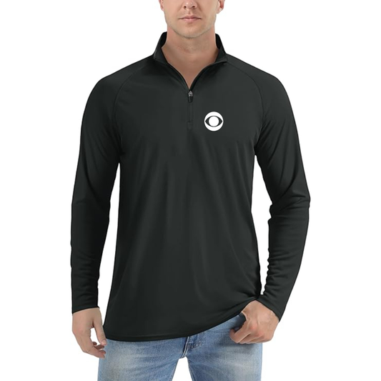 Men's CBS Logo Lightweight Quarter-Zip Athletic Shirt Long Sleeve Performance Wear