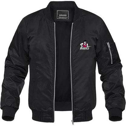 Men's Aggies New Mexico State Logo Lightweight Bomber Jacket Windbreaker Softshell Varsity Jacket Coat