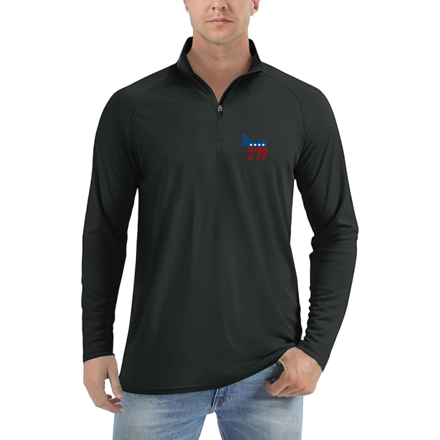 Men's Democrat Election Symbol Lightweight Quarter-Zip Athletic Shirt Long Sleeve Performance Wear