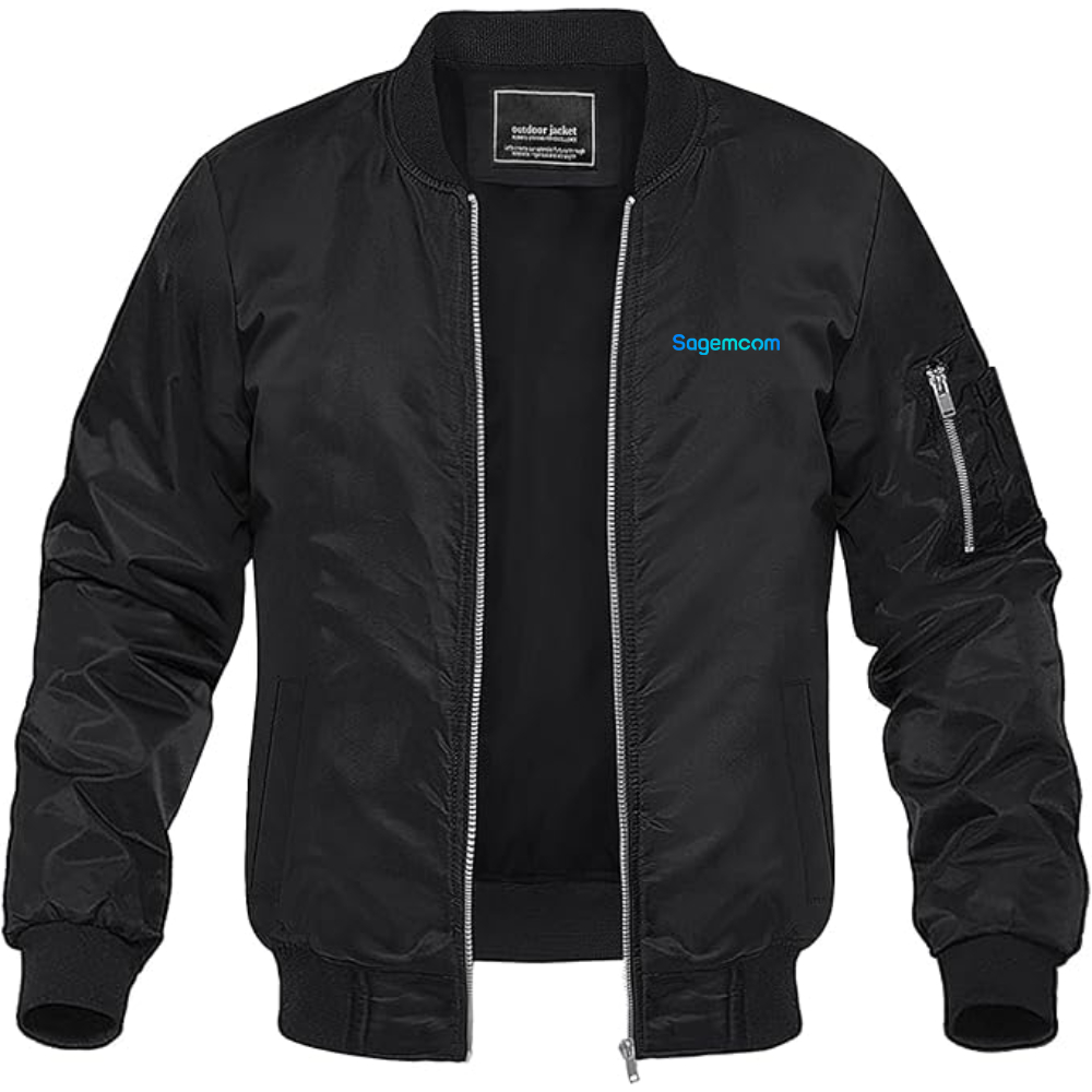 Men's Sagemcom Logo  Lightweight Bomber Jacket Windbreaker Softshell Varsity Jacket Coat