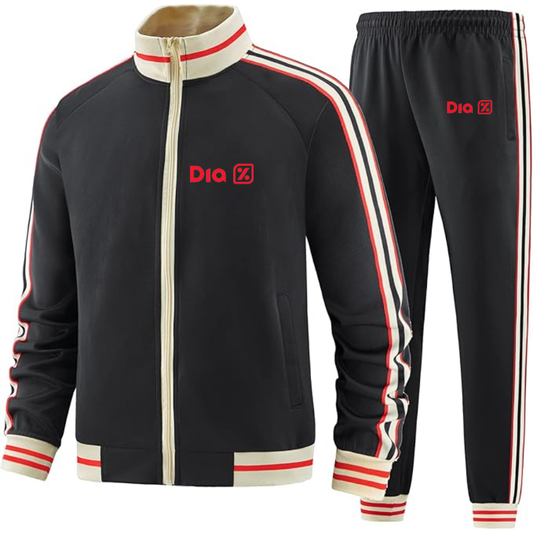 Men's Dia  Two Piece Designer Tracksuit with Bold Striped Accents and Zippered Front Elevated Athletic Wear