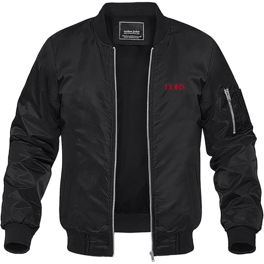 Men's L'OBS Logo Lightweight Bomber Jacket Windbreaker Softshell Varsity Jacket Coat