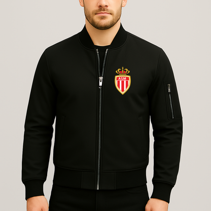 Men's AS Monaco FC Lightweight Bomber Jacket - Black