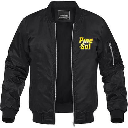 Men's Pine Sol Logo Lightweight Bomber Jacket Windbreaker Softshell Varsity Jacket Coat (Copy)
