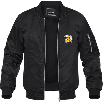 Men's San Jose State Spartans Logo Lightweight Bomber Jacket Windbreaker Softshell Varsity Jacket Coat