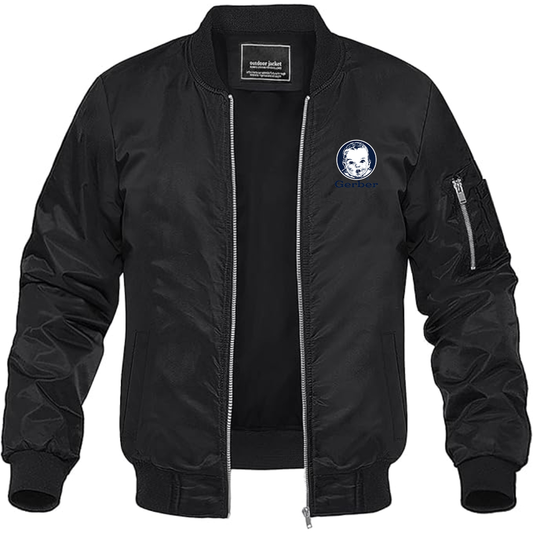 Men's Gerber Logo Lightweight Bomber Jacket Windbreaker Softshell Varsity Jacket Coat
