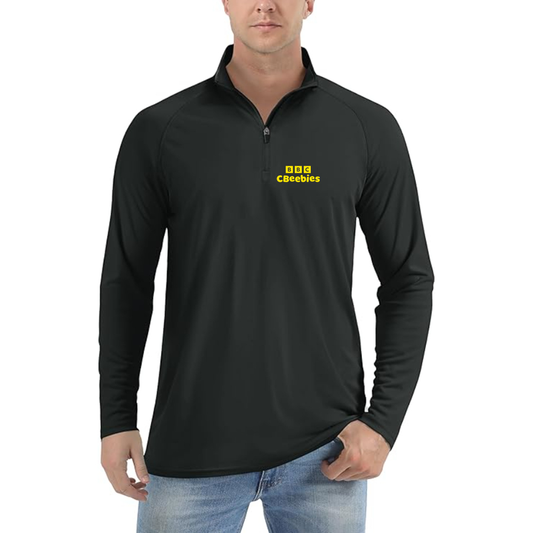 Men's CBeebies Logo Lightweight Quarter-Zip Athletic Shirt Long Sleeve Performance Wear