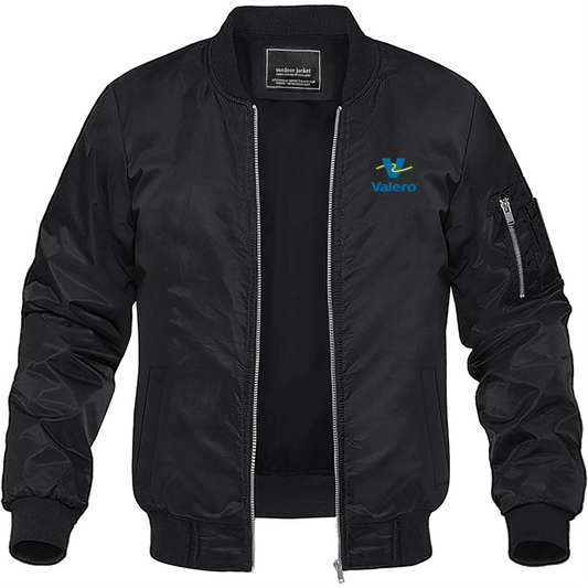 Men's Valero Gas Station Logo Lightweight Bomber Jacket Windbreaker Softshell Varsity Jacket Coat