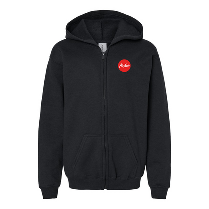 Gildan Heavy Blend Youth Air Asia Logo Full Zip Hooded Sweatshirt