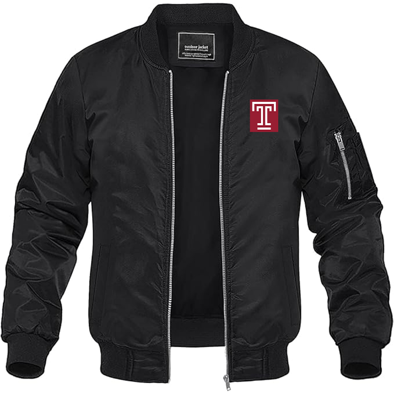 Men's Temple Owls Lightweight Bomber Jacket - Black