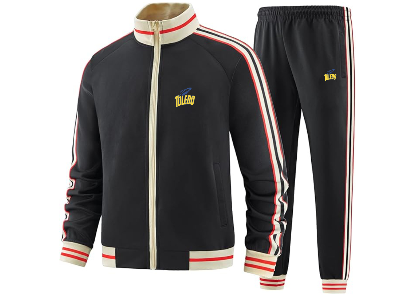 Men's Toledo Rockets Tracksuit with Bold Striped Accents and Zippered Front Athletic Wear