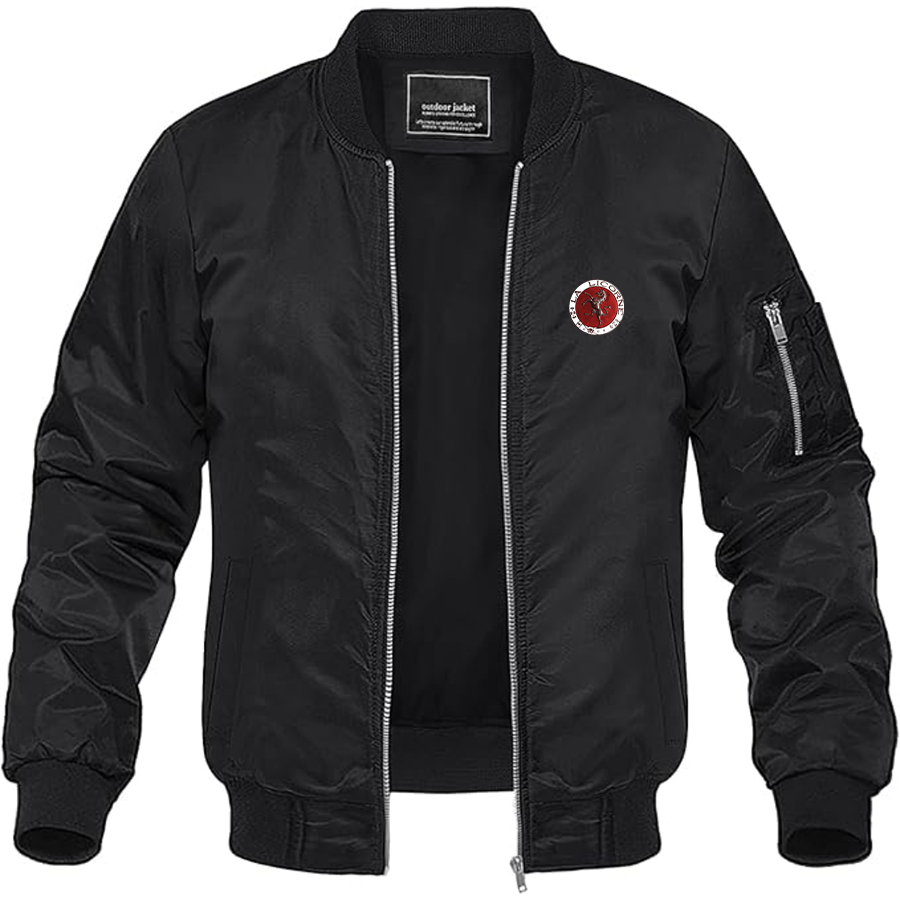 Men's Corre La Licorne Logo Lightweight Bomber Jacket Windbreaker Softshell Varsity Jacket Coat