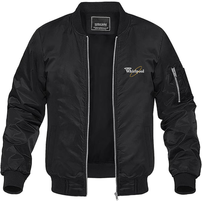 Men's Whirlpool Logo Lightweight Bomber Jacket Windbreaker Softshell Varsity Jacket Coat